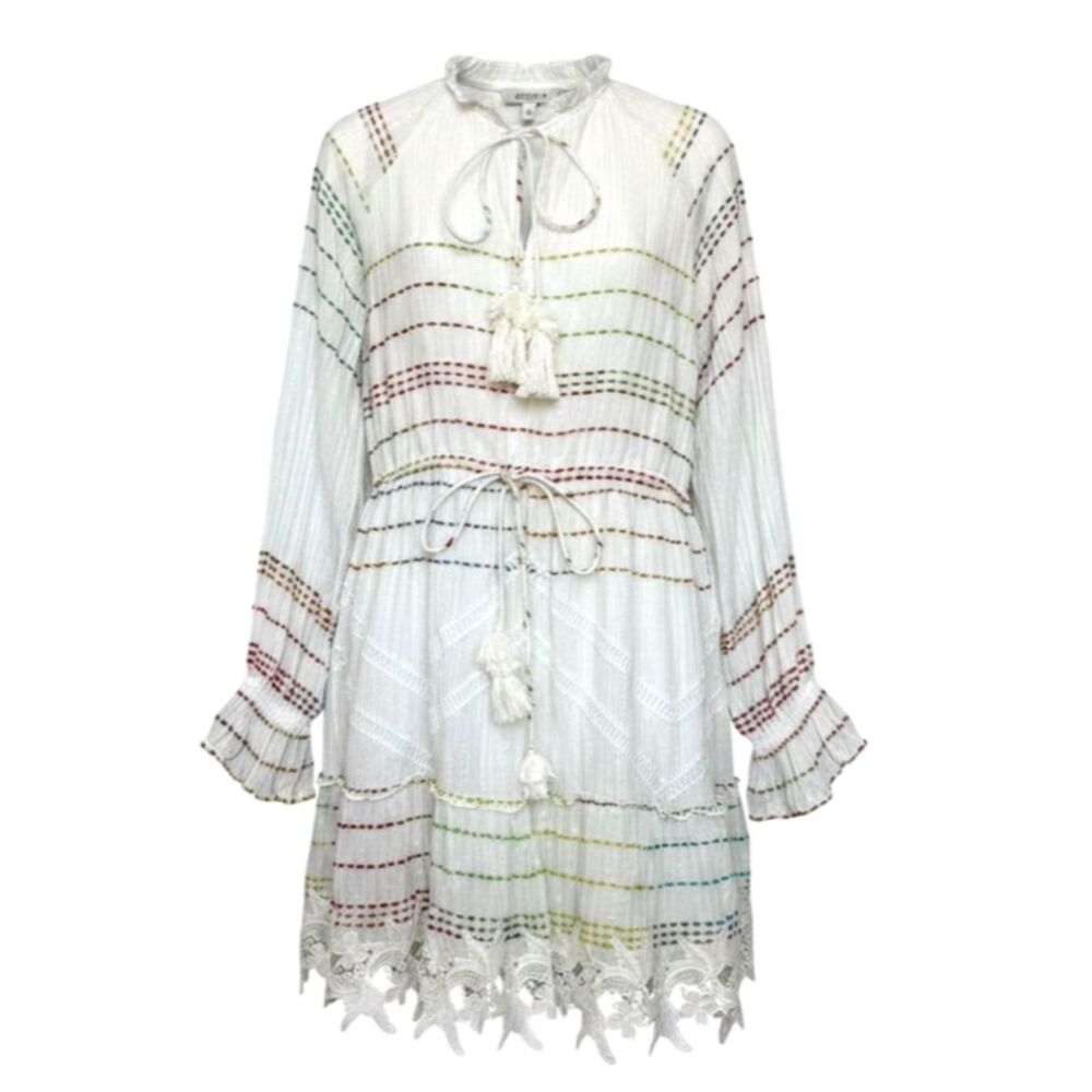 Hemant & Nandita White Embroidered Tassel Boho